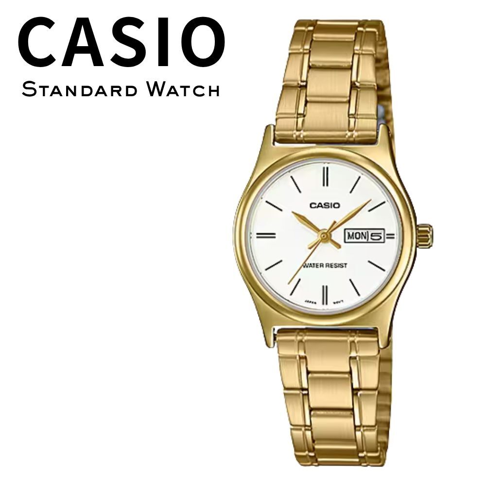 箱なし カシオ 腕時計 レディース CASIO ホワイト ゴールド 曜日 日付 カレンダー メタルベルト シンプル 上品 仕事 通勤 海外モデル 逆輸入 プレゼント ギフト 成人 卒業 入学