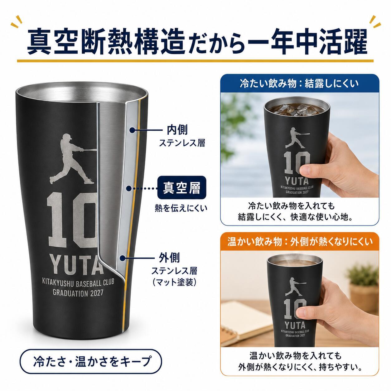 名入れ サーモス 真空断熱タンブラー 420ml 野球 卒団記念 卒部記念 背番号 名前入り 選べるシルエット チーム名 少年野球 部活 監督 コーチ ギフト 食洗機対応 THERMOS JDY-421C