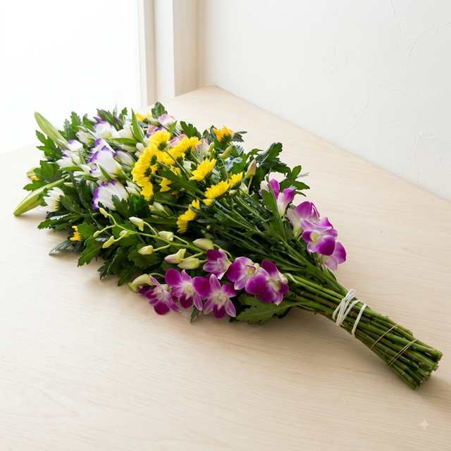 【花 お供え】【送料無料】生花　お供え花束＜和花B＞ 法要 御仏前 ご希望の色合い イメージで 花屋さんの手作り 画像配信 メッセージカードOK 北海道・沖縄・九州・四国・中国・離島への配送は不可
