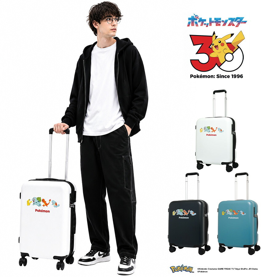 POKEMON 30周年限定 キャリーケース Sサイズ 37L スーツケース かばん 大容量 宿泊 旅行 出張 レディース メンズ ギフト プレゼント ブラック pk0917-46