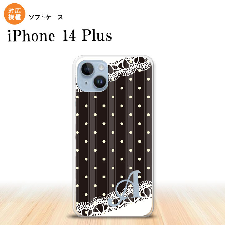 iPhone14 plsu iPhone14 plsu スマホケース 背面ケースソフトケース ドット レース C 黒 +アルファベット 2022年 10月発売 nk-i14pl-tp1619i