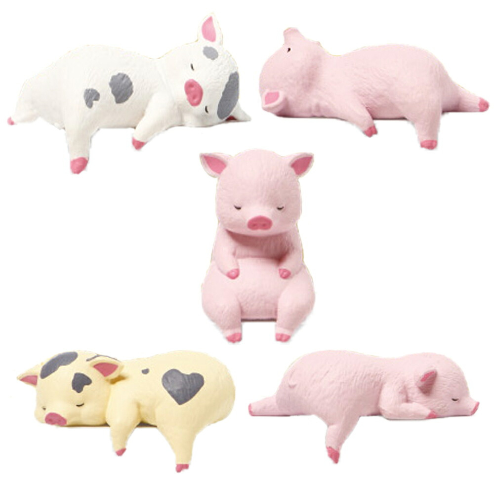 【5種類セット】 ガチャ ガチャガチャ コンプリート 中身 フィギュア おもちゃ かわいい [ ふちやすみ こぶた ] 動物 子ブタ 子豚 豚