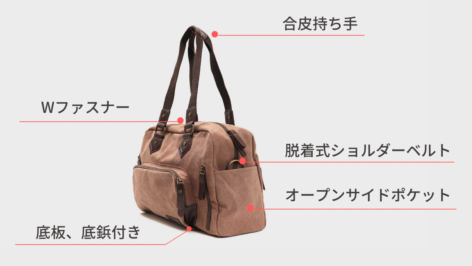 【改良版・鋲つき ダブルファスナー】WOODYBELLY ボストンバッグ【送料無料】一泊旅行 メンズ 帆布バッグ 大きめ 大きい 大型 ゴルフ 出張 大容量 人気 2way 軽量 軽い レディース キャンバスボストンバック 誕生日 プレゼント 父の日 プレゼント ギフト 贈り物 父親 彼氏 男性 女性 バレンタイン 記念日 おしゃれ 丈夫