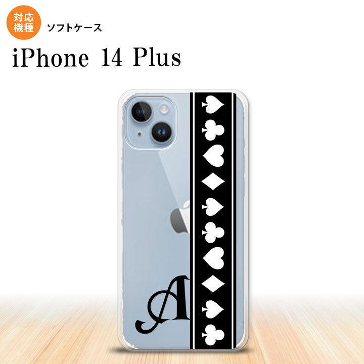 iPhone14 plsu iPhone14 plsu スマホケース 背面ケースソフトケース トランプ 帯 黒 白 +アルファベット 2022年 10月発売 nk-i14pl-tp523i