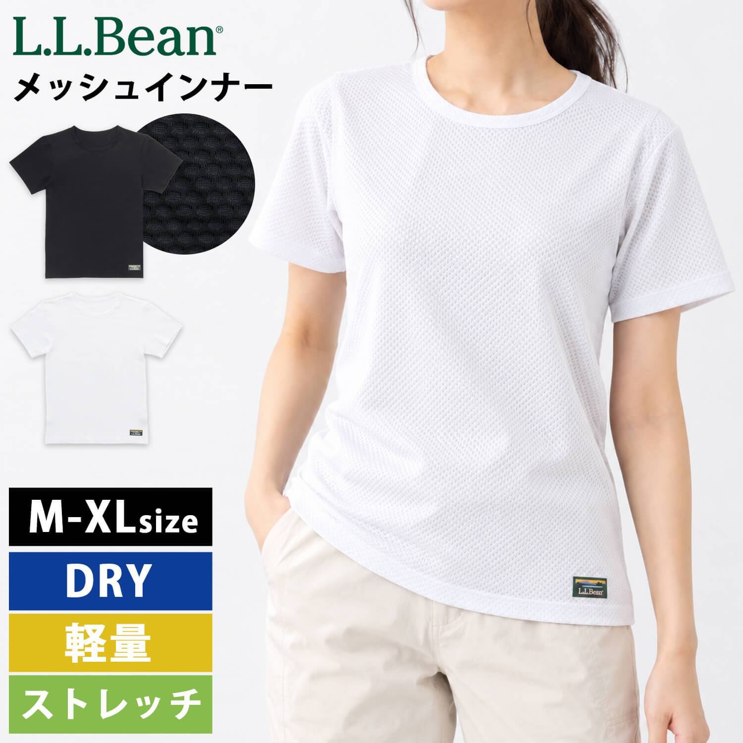 L.L.Bean エルエルビーン レディース 半袖インナーシャツ ドライ 吸汗速乾 軽量 メッシュ 通気性 汗冷え防止 肌着 下着 Tシャツ トップス 登山用 トレーニングウェア スポーツウェア アウトドア ブランド 黒 白 M L XL karlas