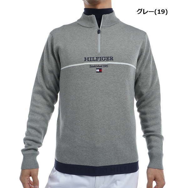 トミーヒルフィガー ゴルフ メンズ フロントロゴ ハーフジップ モックネックセーター TOMMY HILFIGER GOLF THMA472 秋冬モデル お誕生日祝い お祝い 記念品 お父さん 父の日 彼氏 男性 30代 40代 50代 60代  還暦祝い 敬老の日 人気プレゼント プレゼント