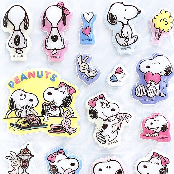 スヌーピー ＆ベル ぷっくりシール ライトブルー 文具 SNOOPY