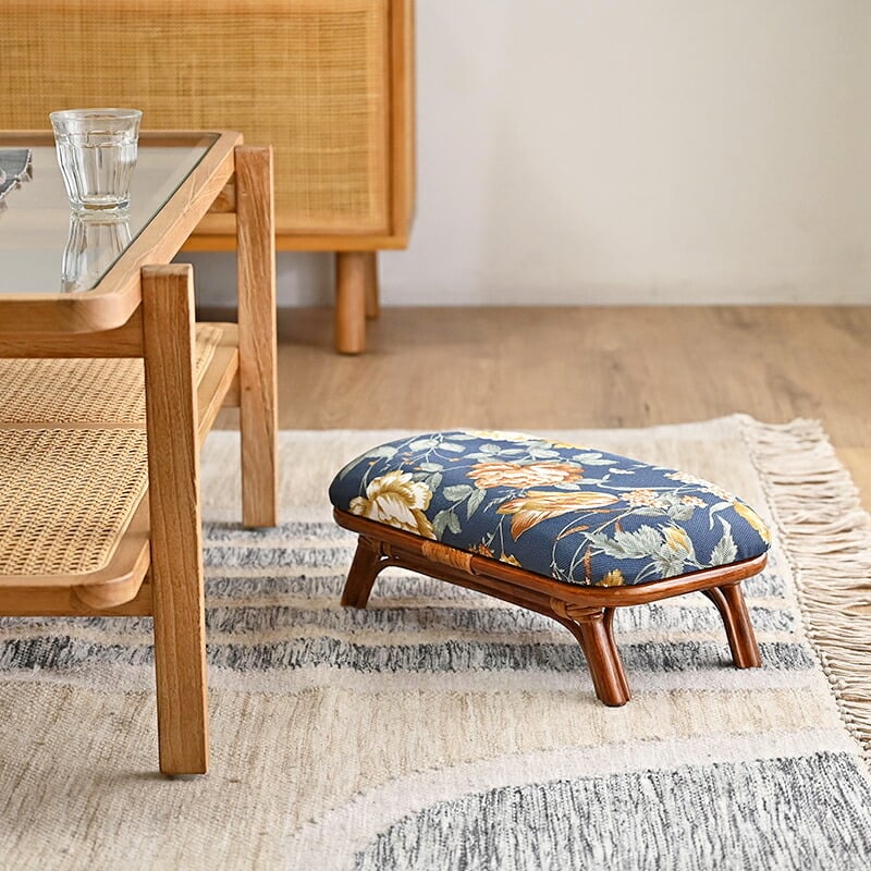 座椅子 アジアン家具 ラタン 1脚 2色展開 イエロー ネイビー 籐製 クッション 軽い 和風 和モダン 家具 和室 リビング 誕生日 プレゼント 来客用 旅館 ホテル 温泉 温泉旅館 モダン 収納 玄関 母の日 父の日 敬老の日 イス チェア