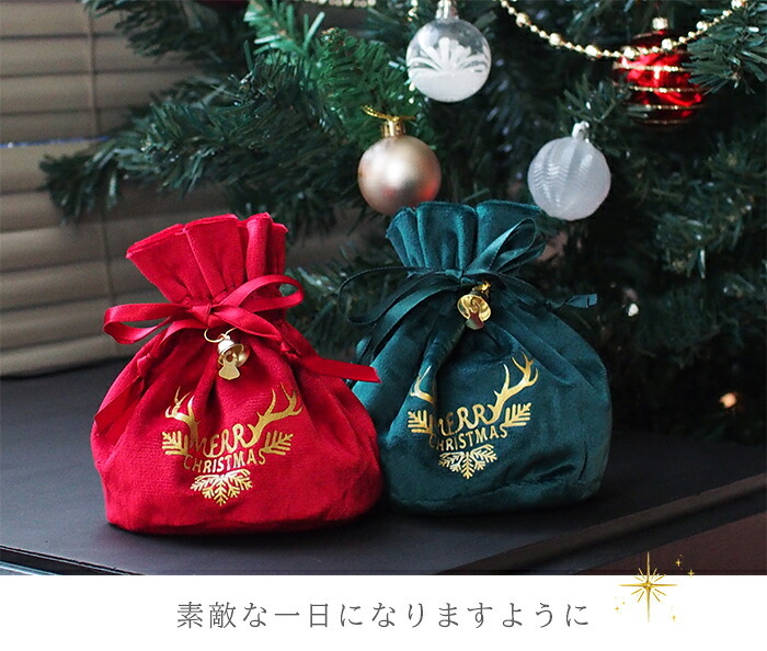 クリスマス ラッピング 巾着 バッグ 袋 リボン 贈り物 サプライズ 記念日 彼女 彼氏 プレゼント おしゃれ