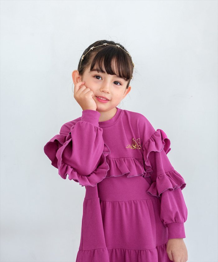 Rora ワンピース 通販 フリルワンピース キッズワンピース 長袖ワンピース お出掛け かわいい 通園通学用 小学校低学年 お出かけ着 セミフォーマル 春秋冬用 かわいい子供服 おしゃれ 女の子 女の子用 発表会