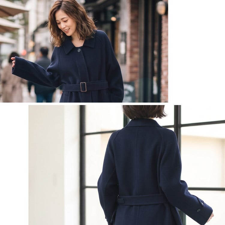 ステンカラーコート オーバーサイズ コート ビッグシルエット レディース ベルト付き ブランド Filomo カシミヤ混 ウール ロングコート Wフェイス 一枚仕立て アウター 秋冬 ギフト プレゼント 6F (02000279r)