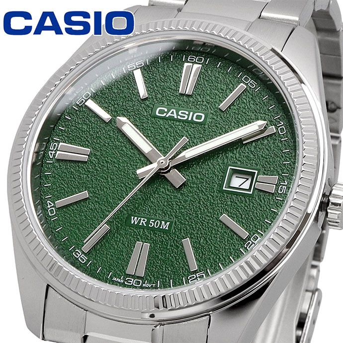 CASIO 腕時計 カシオ 時計 ウォッチ チープカシオ チプカシ アナログ クオーツ メタルバンド シルバー グリーンテクスチャードフィニッシュダイアル 海外モデル MTP-1302DA-3AV [並行輸入品]