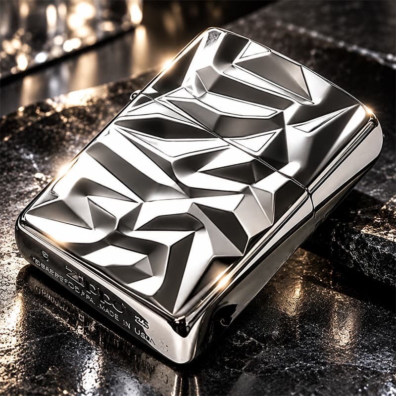 ZIPPO アーマー ジッポ ライター アイスカット シルバー White Nickel 両面加工 彫刻 かっこいい 重厚 おしゃれ メンズ ギフト プレゼント