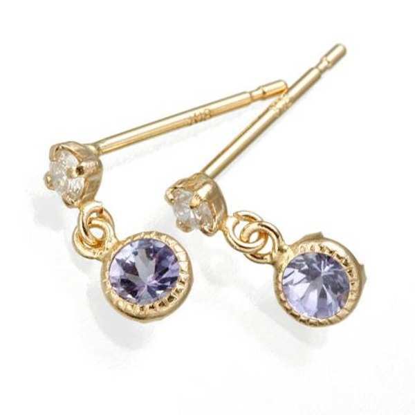 タンザナイト ピアス 18金 イエローゴールド K18YG 18K レディース アクセサリー 宝石 誕生石 プレゼント ギフト ジュエリー 揺れる 華やか 高品質