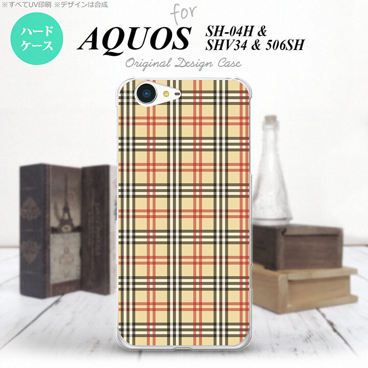 【SH04H】【スマホケース/スマホカバー】【アクオス ゼータ】SH04H スマホケース AQUOS ZETA SH04H カバー アクオス ゼータ チェックB ベージュ×赤 nk-sh04h-446【メール便送料無料】