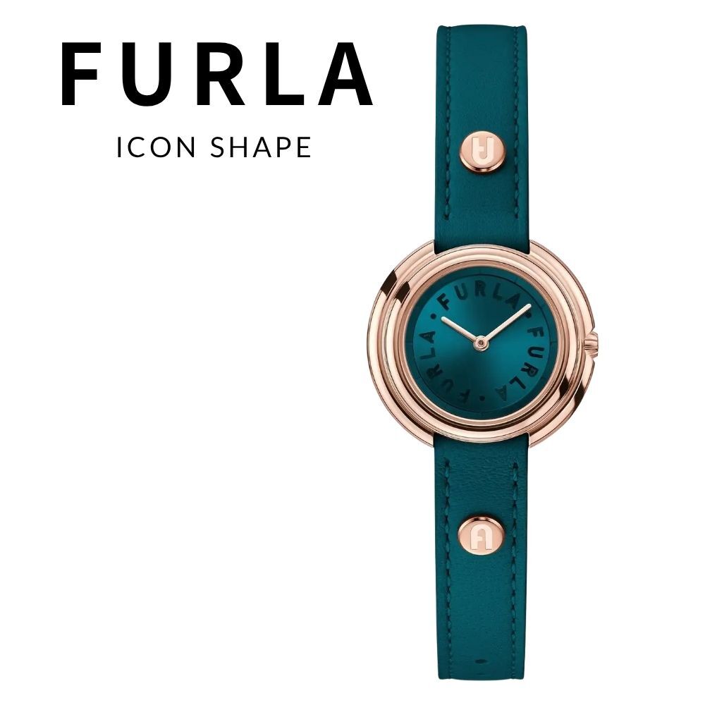 フルラ 腕時計 レディース アイコンシェイプ 29.5mm グリーン ブルーグリーン ローズゴールド レザー FURLA ICON SHAPE クオーツ プレゼント ギフト 女性 妻 誕生日 記念日 成人 卒業 入学