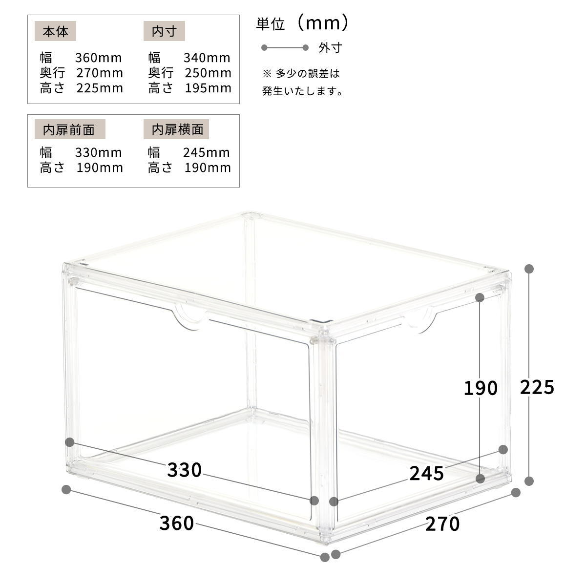 マルチクリアボックス 2個セット W360×D270×H225mm コレクションケース ディスプレイケース 全面クリア 360度透明