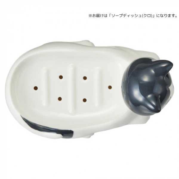 セトクラフト ソープディッシュ 磁器製 黒 猫 おしゃれ ソープトレー 石鹸置き 水切り ぬめり防止 洗面所 バスルーム 雑貨 インテリア雑貨 陶器製