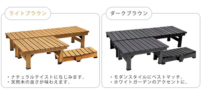 ウッドデッキ デッキ縁台180×58 3点セット ウッドデッキ風 簡単 縁側 本格的 DIY 木製 天然木 庭 ベランダ マンション おしゃれ 小型 北欧 ガーデン 屋外 家具 ブラウン ダークブラウン ライトブラウン エクステリア 2個組