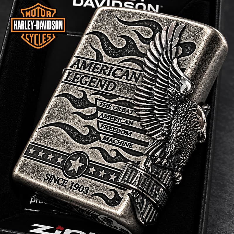 ZIPPO ハーレー ダビッドソン ジッポ ライター アンティークシルバー 銀古美 3面大型メタル 鷲 HARLEY-DAVIDSON 日本国内限定モデル かっこいい メンズ ギフト
