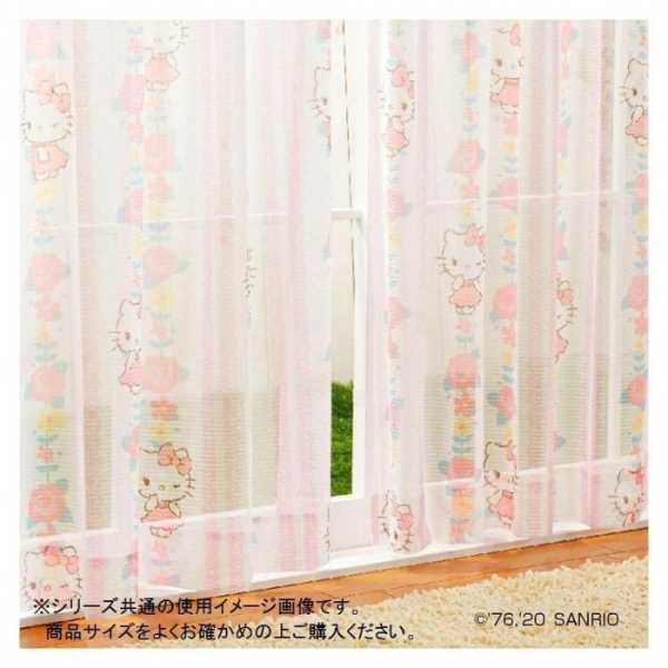 ハローキティ レースカーテン 2枚セット 100×133cm 洗える おしゃれ かわいい キャラクター 子供部屋 寝室 リビング サンリオ 花柄 デザインカーテン サンリオ正規ライセンス品