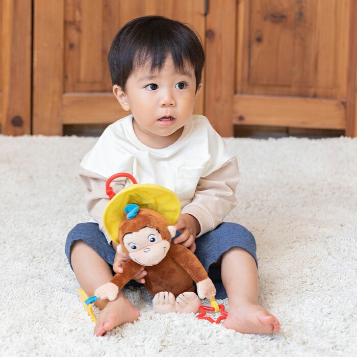 おさるのジョージ ブルブルトイ | ラトル ガラガラ がらがら 音 布製 おもちゃ 玩具 トイ ファーストトイ おでかけ お出かけ ベビーカー 取付け 0歳 6ヵ月
