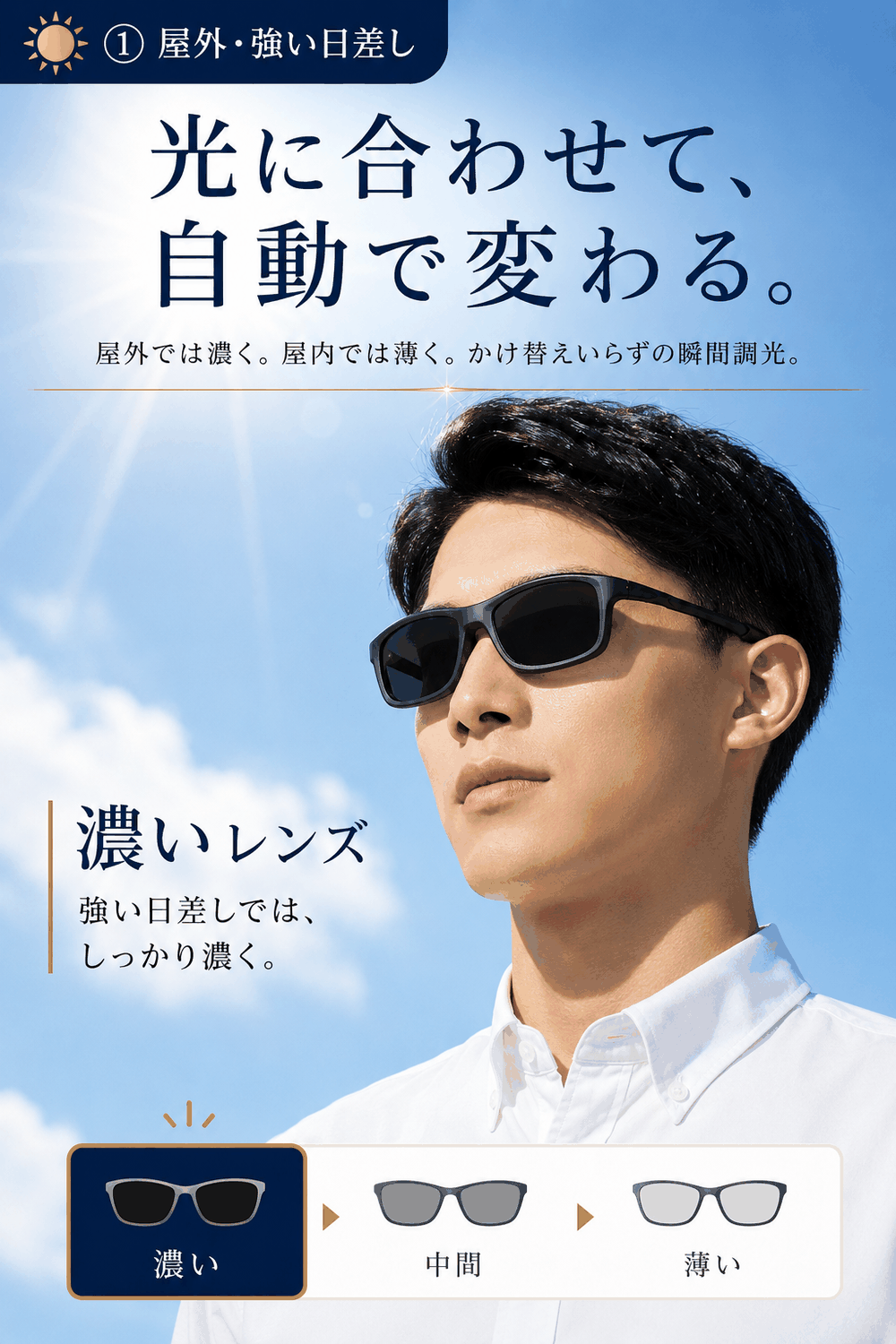 【ラッピング無料】Gran Walker グランウォーカー 偏光サングラス 瞬間調光 UV400 ギフト 車用品 日除け 日焼け対策 自転車 ゴルフ サングラス メンズ キャンプ