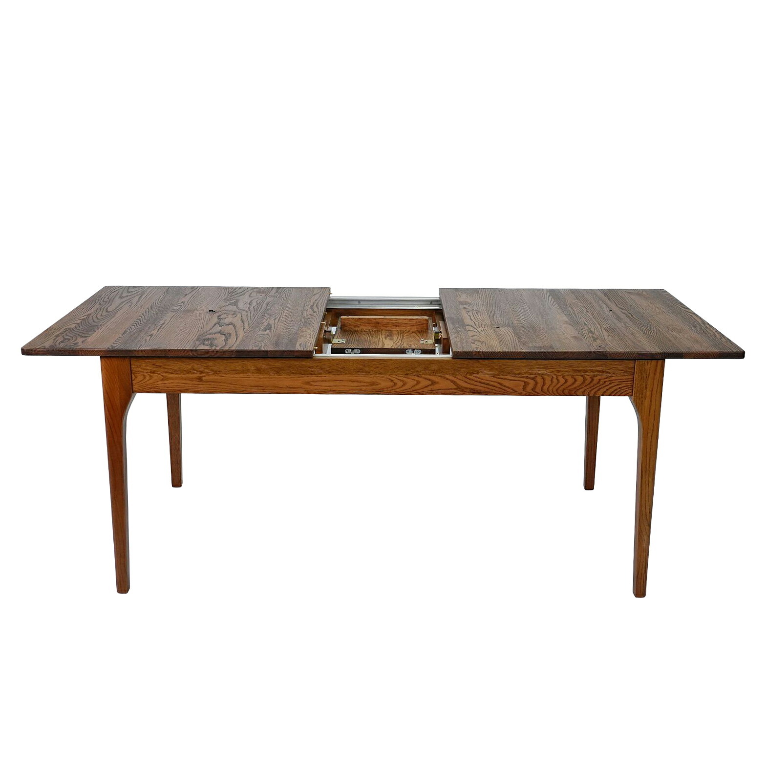 ダイニングテーブル 伸長式 無垢材 レッドオーク 天然木 W150/180xD80xH71cm 食卓テーブル 木製 食卓机 リビング ダイニング ブラウン おしゃれ 新生活