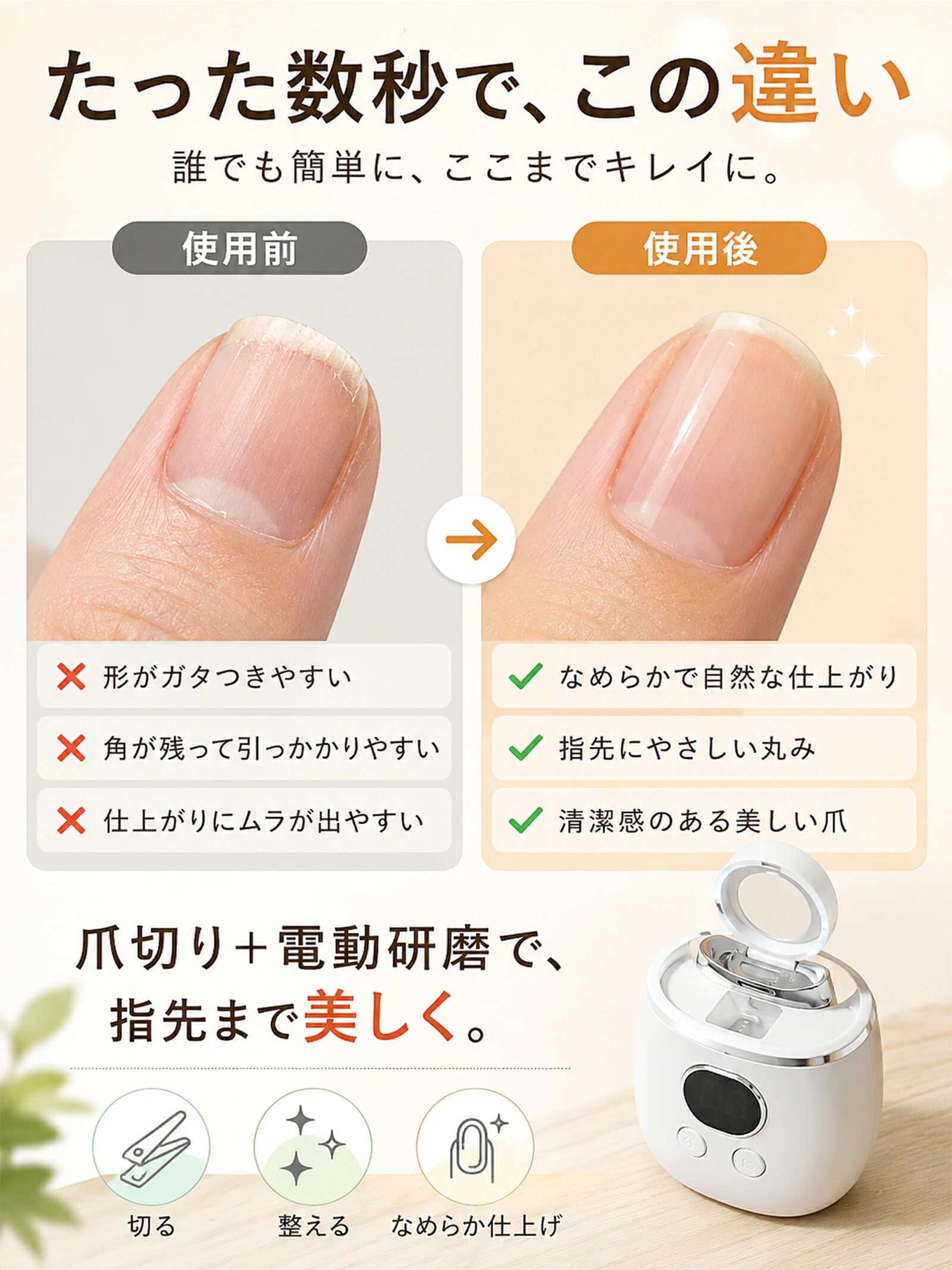 【熨斗・ラッピング無料】電動爪切り 2WAY 爪切り 爪磨き 3段階速度調節 拡大鏡 LEDライト USB Type-C充電 ホワイト ブルー ギフト 敬老の日 出産祝い ベビーグッズ 誕生日 プレゼント