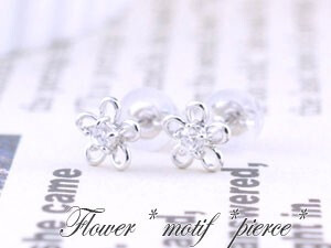 ピアス レディース 18金 ダイヤモンド フラワー ダイヤ 花 ピアス ホワイトゴールドk18 18k 0.07ct ダイヤピアス スタッドピアス クリスマス