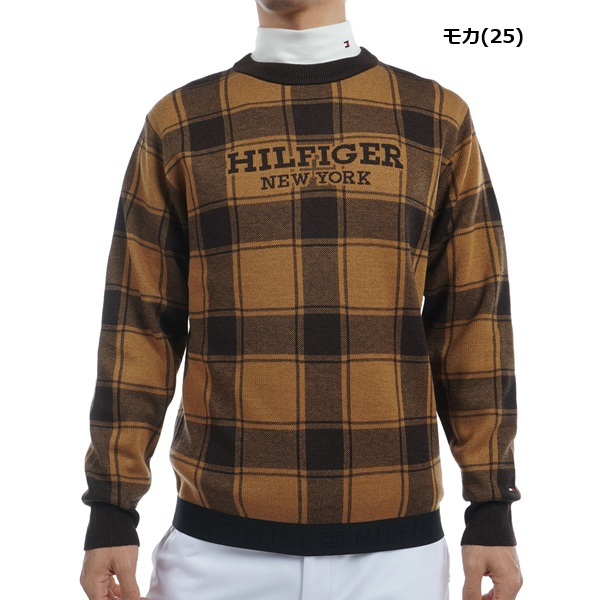 トミーヒルフィガー ゴルフ メンズ バッファローチェックジャカード クルーネックセーター TOMMY HILFIGER GOLF THMA478 秋冬モデル お誕生日祝い お祝い 記念品 お父さん 父の日 彼氏 男性 30代 40代 50代 60代  還暦祝い 敬老の日 人気プレゼント プレゼント