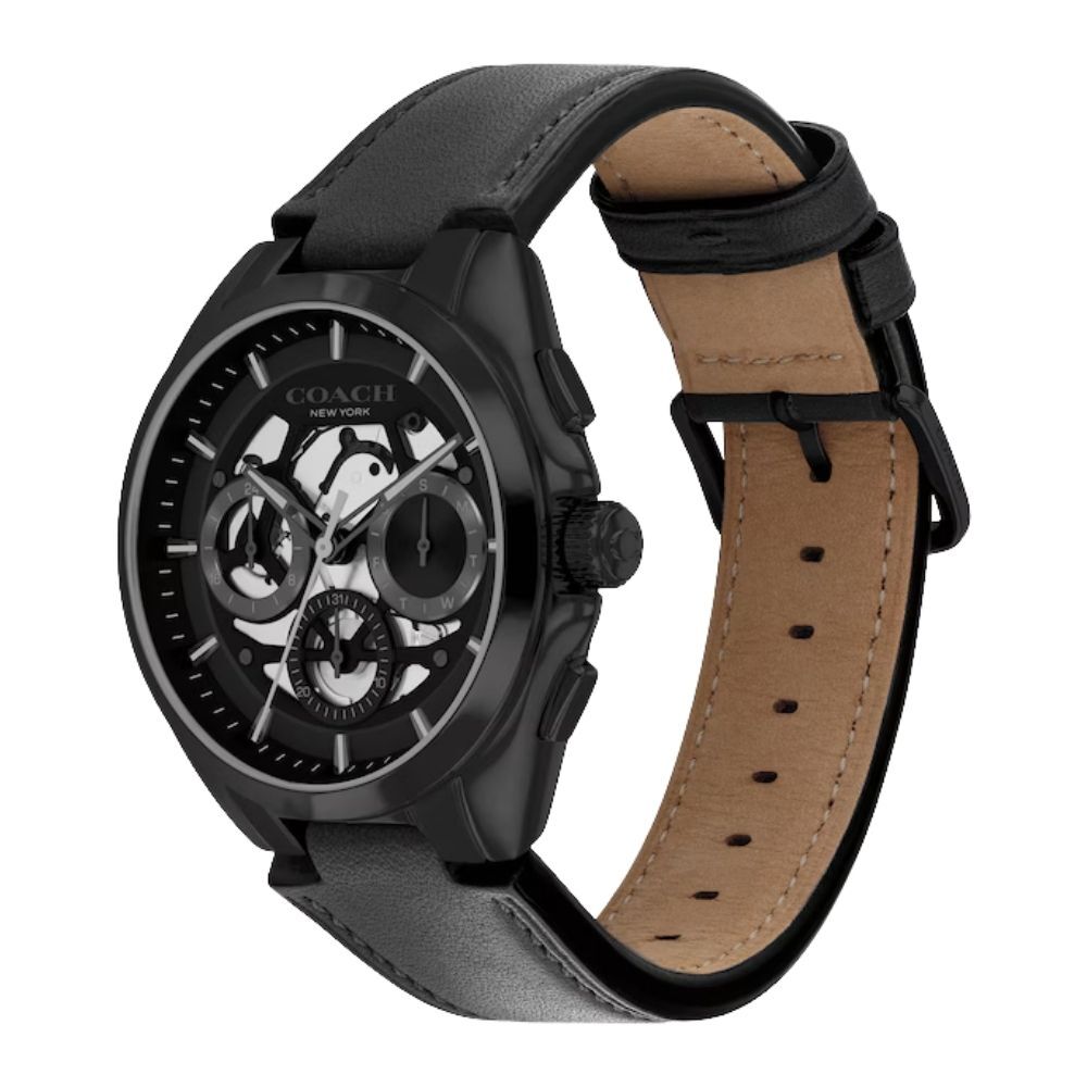 コーチ 腕時計 メンズ 正規品 5年保証 ジャクソン 42mm ブラック 黒 レザーベルト マルチファンクション 曜日 日付 24時間計 おしゃれ 男性 彼氏 夫 父 息子 誕生日 記念日 プレゼント ギフト 純正ショッパー付き COACH JACKSON 成人 卒業 入学