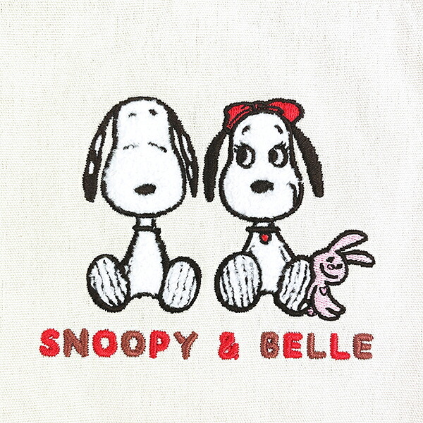 スヌーピー ＆ベル サガラ刺繍巾着 アイボリー SNOOPY