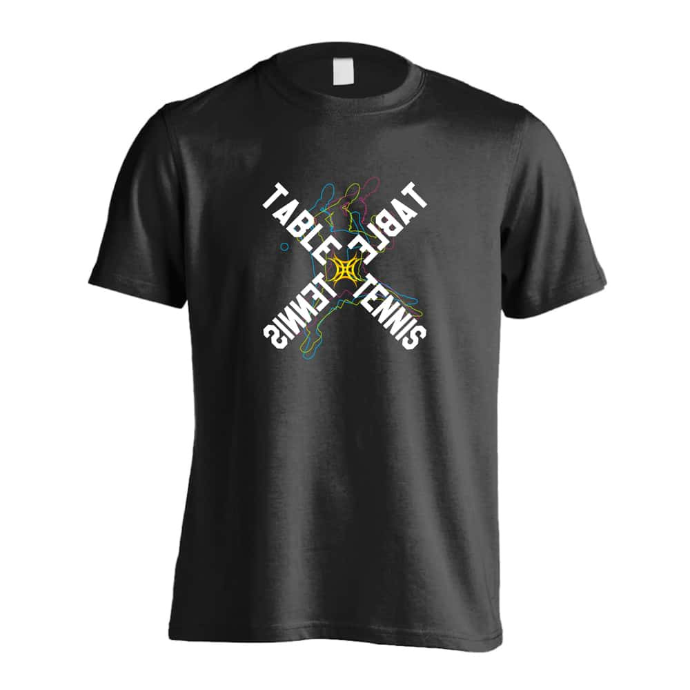 卓球 Tシャツ 半袖 メンズ ウェア レディース 練習着 ジュニア ドライ おもしろ tシャツ 速乾 名入れ スポーツ 女子 男子 チーム おしゃれ 文字入れ 「ネオンスタイルのクロスTABLETENNIS」 アートワークスコウベ 【送料無料】