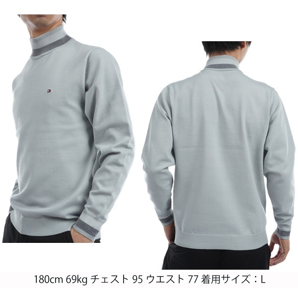 トミーヒルフィガー ゴルフ メンズ シグネチャーストライプ ハイネックセーター TOMMY HILFIGER GOLF THMA471 秋冬モデル お誕生日祝い お祝い 記念品 お父さん 父の日 彼氏 男性 30代 40代 50代 60代  還暦祝い 敬老の日 人気プレゼント プレゼント