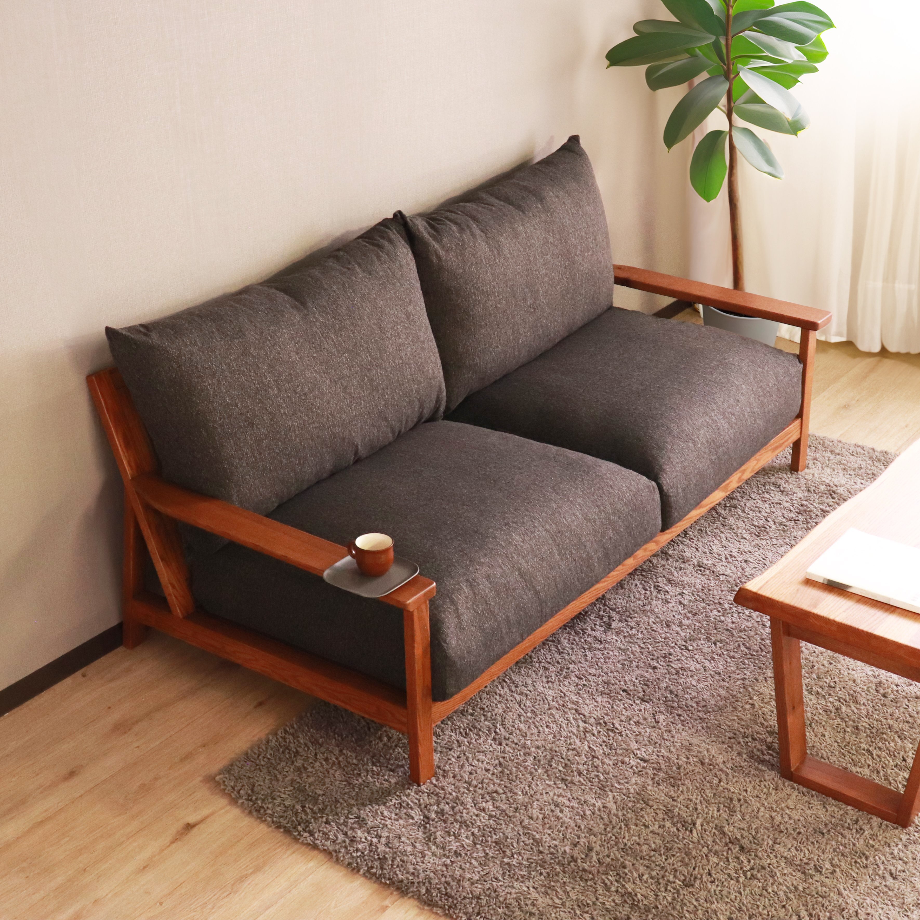 ソファ ハイム レッドオーク 天然木 ポケットコイル W188×D94.5×H85cm座面高43cm ソファー リビング 一人暮らし ブラウン おしゃれ 新生活