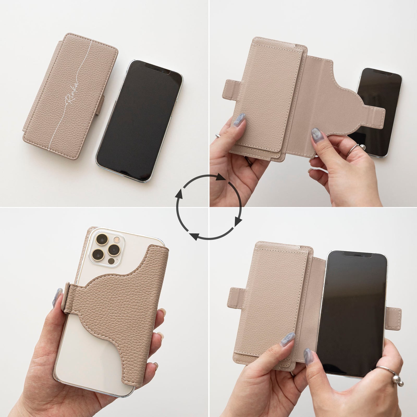 多機種対応 着脱式 MagSafe対応 手帳型ケース 【 MagWlet 名入れ 】 クリアケースセット マグセーフ スマホケース カード収納