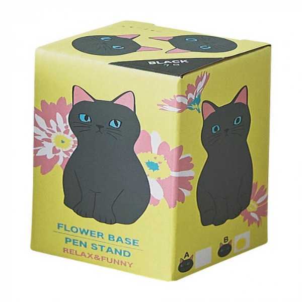 ペンスタンド フラワーベース 磁器製 仔猫 クロ 猫雑貨 インテリア小物 デスク周り 収納 卓上 おしゃれ かわいい ギフト プレゼント セトクラフト