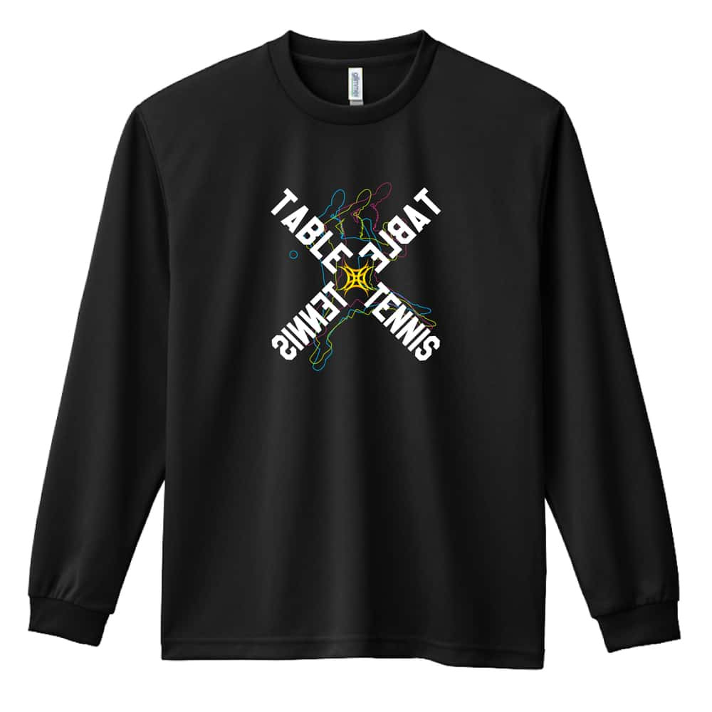 卓球 ロンT 長袖 Tシャツ メンズ 練習着 レディース ジュニア ウェア ドライ おもしろ tシャツ 名入れ おしゃれ キッズ 文字入れ無料 「ネオンスタイルのクロスTABLETENNIS」 アートワークスコウベ 【送料無料】