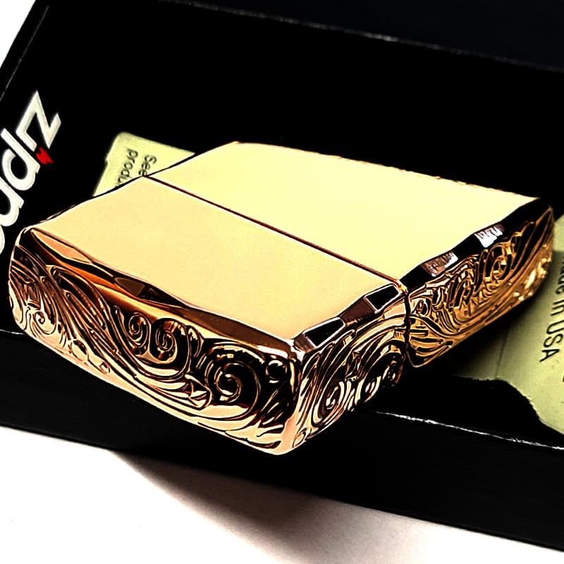ZIPPO ライター アーマー ピンクゴールド 三面彫刻 ストリームエングレーブ ジッポ アラベスク 鏡面仕上げ 両面加工 シャインレイカット 重厚 メンズ レディース おしゃれ 高級 ギフト プレゼント