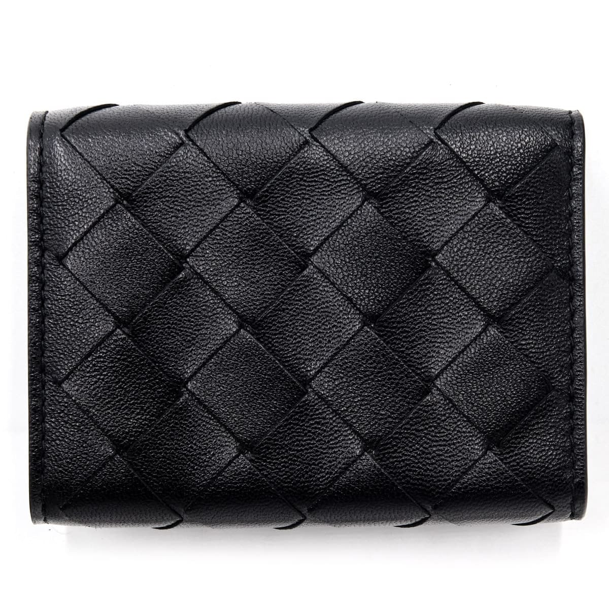 ボッテガヴェネタ BOTTEGA VENETA 三つ折り財布 イントレチャート メンズ レディース ブラック 黒 ミニ財布 小銭入れ付き カード入れ6つ ラムレザー 本革 スナップボタン 609285 V3UH1 8803