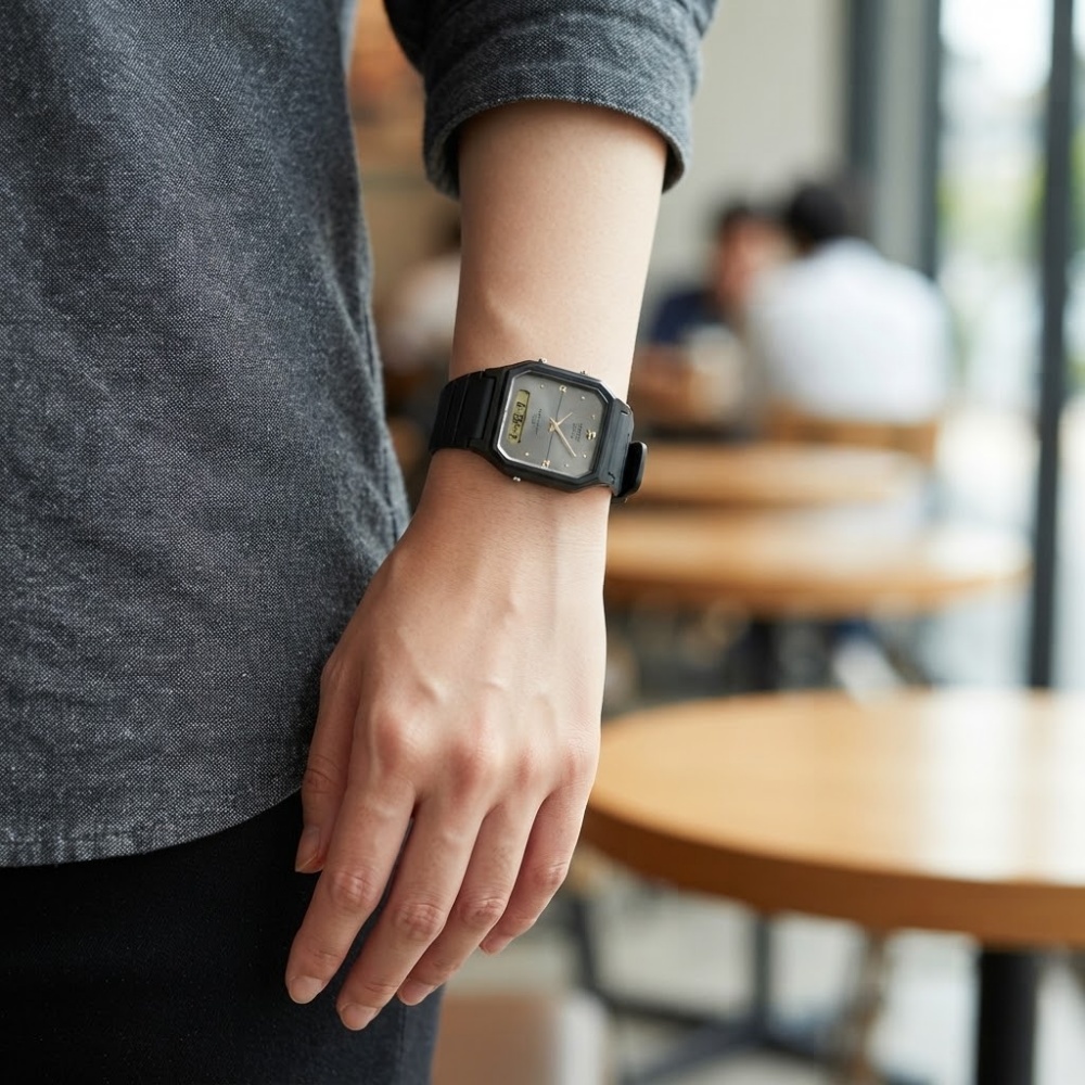 箱なし カシオ 腕時計 メンズ レディース CASIO グレー ブラック アナデジ デジタル 小さめ 軽量 薄型 デュアルタイム 海外モデル 逆輸入 レトロ シンプル 仕事 通勤 誕生日 プレゼント ギフト 成人 卒業 入学