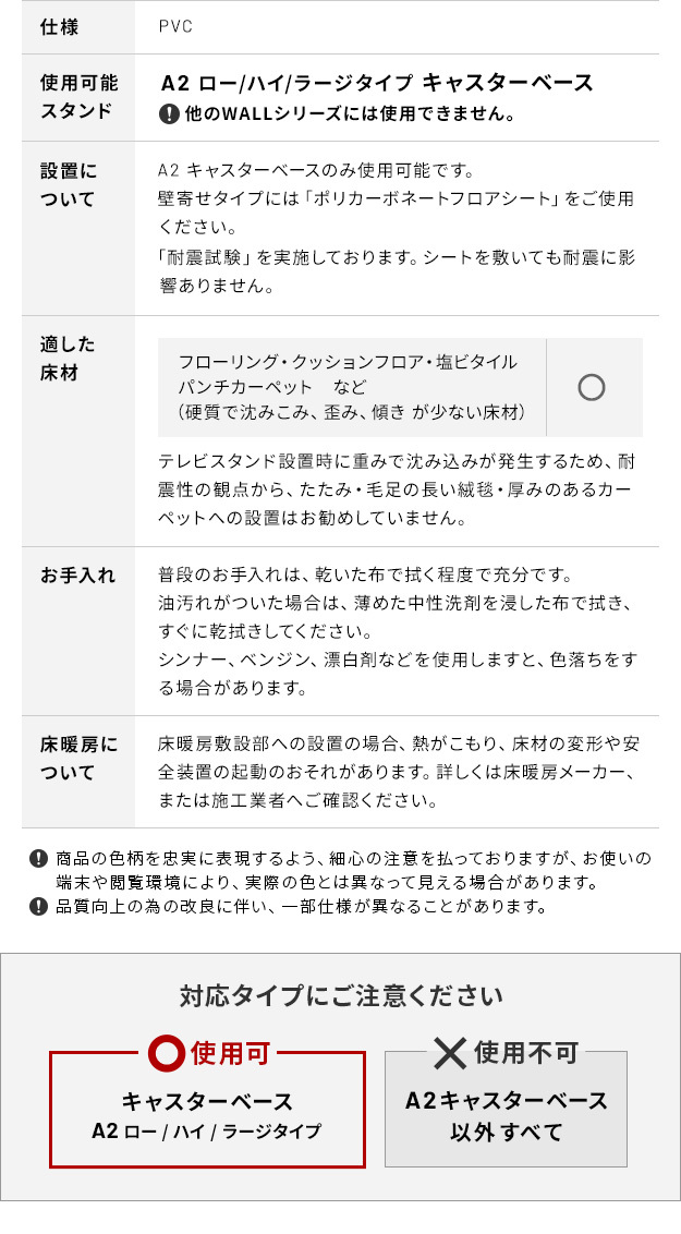 WALL A2対応キャスターモデル用床保護マット サークルタイプ(Sサイズ) テレビ台 テレビスタンド 部品 パーツ フローリング 床保護パネル 床 シート 傷防止 キズ防止 汚れ防止 保護 WALLオプション SEVENSTAND セブンスタンド 家具 新生活
