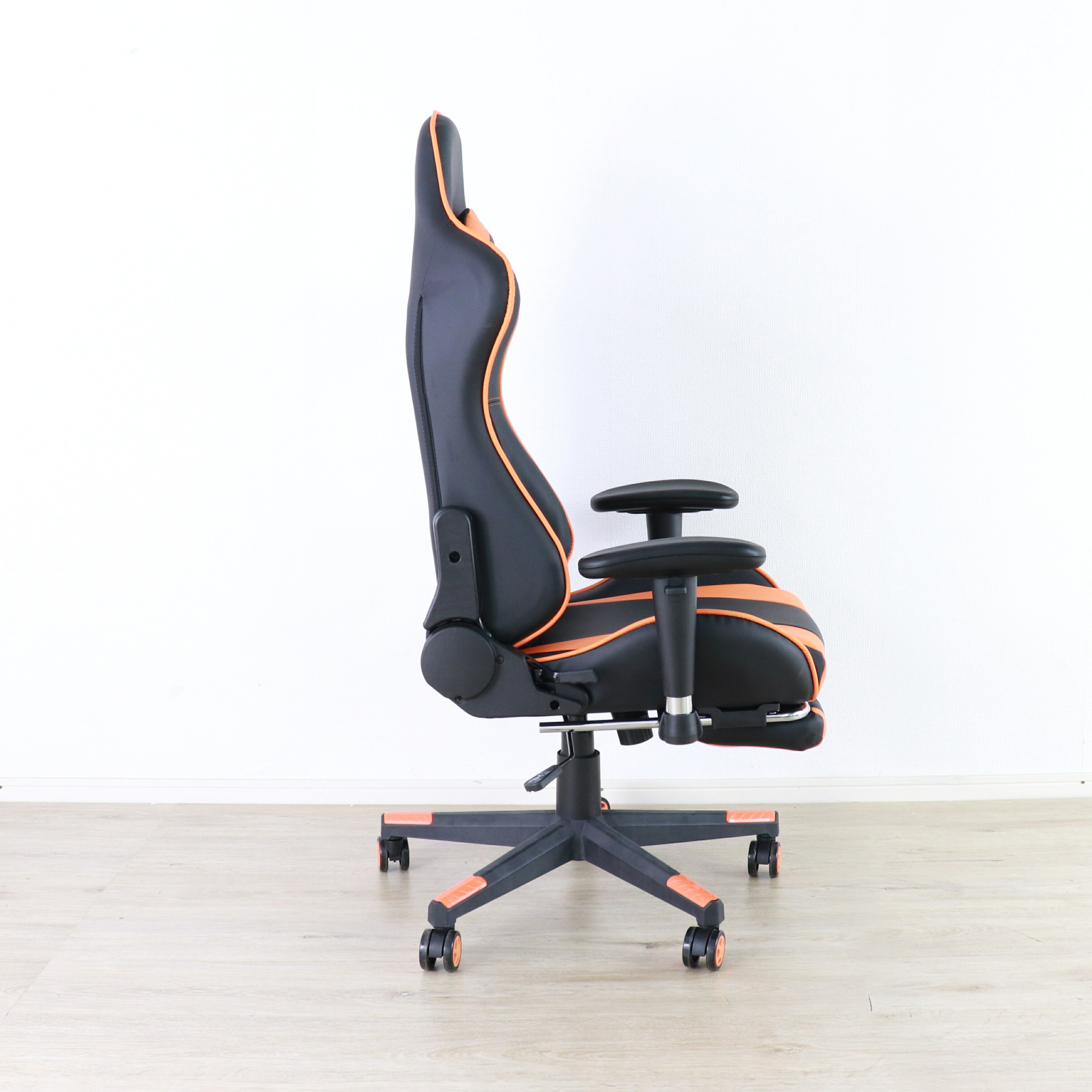 ゲーミングチェア 高さ調節 フットレスト付き グレー・ホワイト・オレンジ W70xD65xH123-133cm座面高44-54cm デスクチェア オフィスチェア パソコンチェア フットレスト グレイ ホワイト オレンジ おしゃれ 新生活