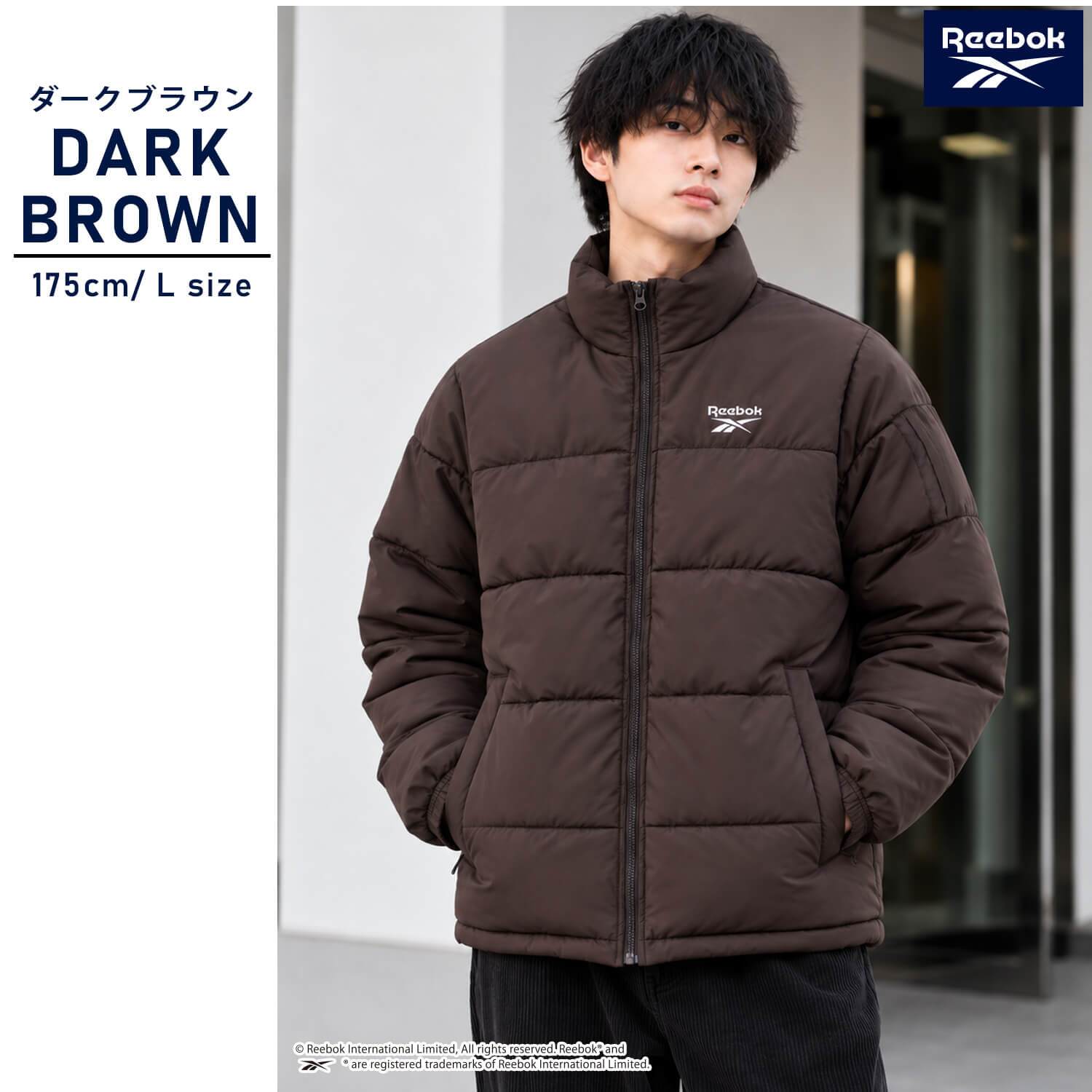 Reebok リーボック 中綿ジャケット メンズ 長袖 アウター スタンドカラー フルジップ  軽量 防寒 あたたかい ロゴ スポーツ ブランド 大きいサイズ ゆったり ユニセックス 大人 カジュアル アウター 春 秋 冬 M L LL 黒 別注 2026fw karlas