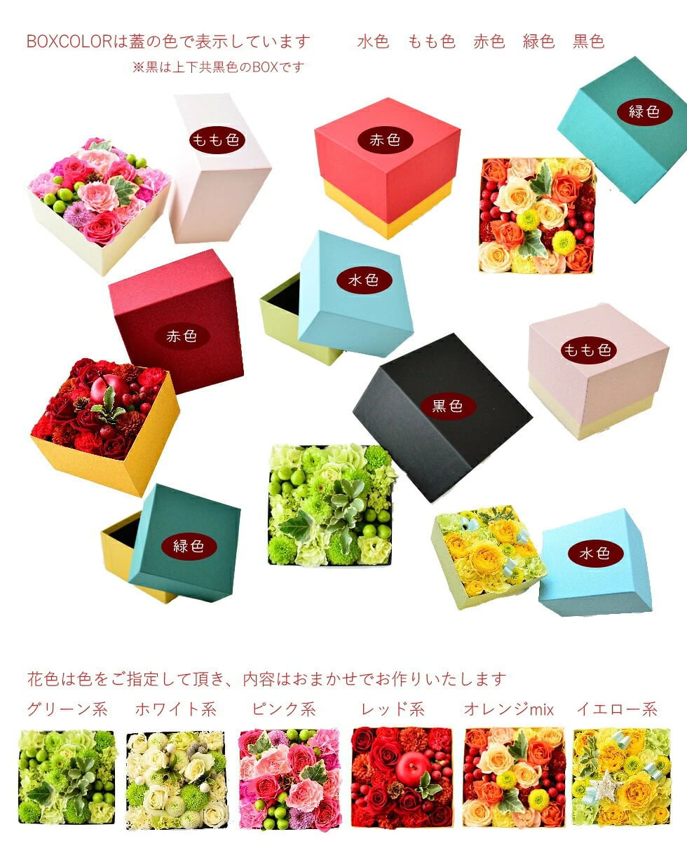 【ＡＲＮＯＸ】ＢＯＸフラワー　送料無料 即日発送 御祝いに生花のBOXフラワー 生花 敬老の日 フラワー ギフト 誕生日 結婚祝い お見舞 送別 新築祝い フラワーケーキ BOXフラワー BOXアレンジ ウエディング 御祝い 卒業 入学 出産 お供え 敬老の日 お中元 お歳暮