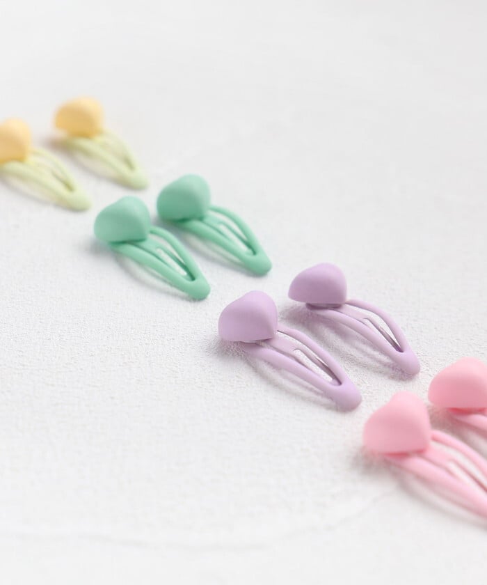 ヘアピン 通販 Rora パッチン留め 子供用 キッズ ヘアアクセサリー ヘアクリップ スリーピン 前髪クリップ パステルカラー ハートモチーフ ミニサイズ 髪飾り 髪留め 女の子 子ども ヘアアレンジ
