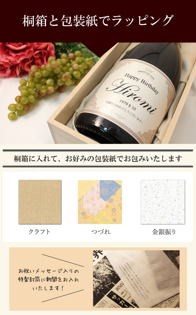 名入れスパークリングワイン 記念日の新聞付き 750ml プロセッコ 結婚祝い 誕生日 男性 女性 上司 退職祝い ギフト 贈り物 プレゼント 父 母 還暦 古希 喜寿 傘寿 米寿 卒寿 イタリアワイン 桐箱入り 
