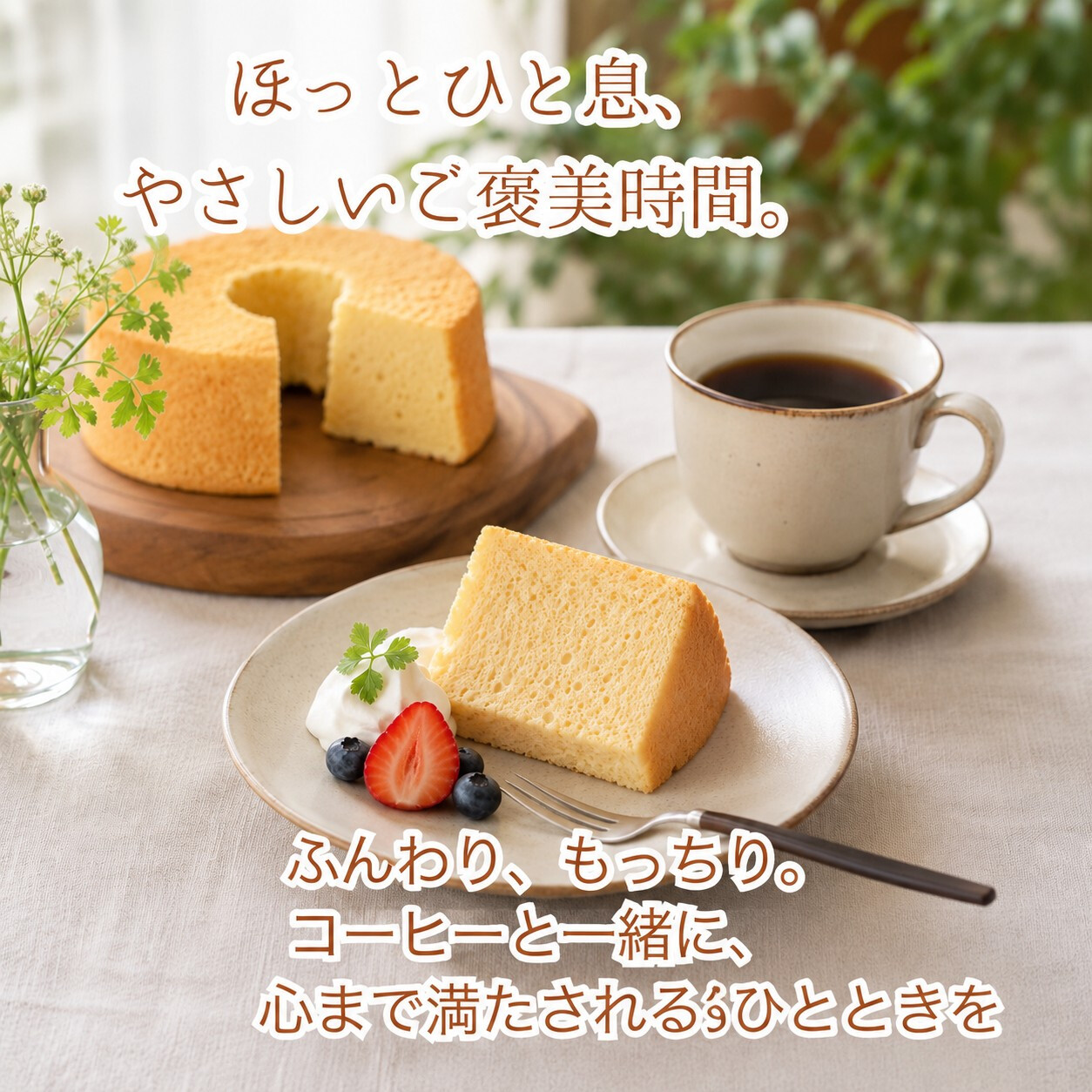 米粉で作ったシフォンケーキ 15cmホール（小麦粉・卵・乳製品・動物性食品不使用）ギフト