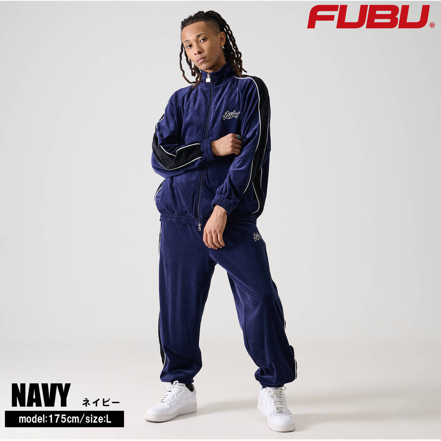 FUBU フブ ジャケット メンズ ベロア 長袖 ライトアウター トラックジャケット ジャージ 春 秋 冬 ハイネック フルジップ ブランド ロゴ トップス オーバーサイズ XL XXL アメカジ レディース ストリート系 ヒップホップ B系 黒 2025fw